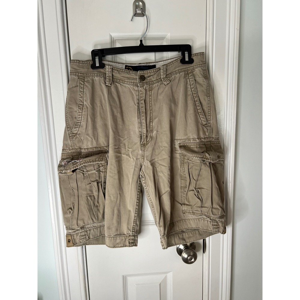 Vintage Nautica Jeans Co Mens Khaki Cargo Shorts 32 Cotton Twill Y2K Tan Utility